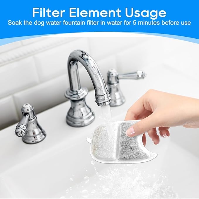 Cunina 12 Set Cat Water Fountain Filter Replacements & Sponges for 135 fl oz/4L Pet Fountain Drink Machine Dog Water Fount...