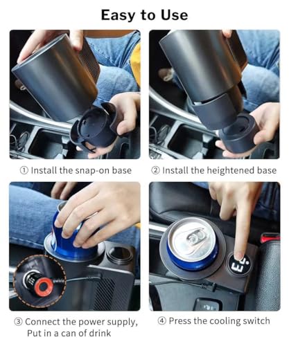 YUEMIDAMY 2-in-1 Smart Cooler Cups Holder, Portable Car Cooler Cup Mug Tumbler Holder Practical Small Cooler Cooling and H...