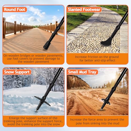 2Pcs Aluminum Collapsible Ultralight Travel Trekking Hiking Pole, Folding Adjustable Walking Sticks with Cork Handle & Tip...