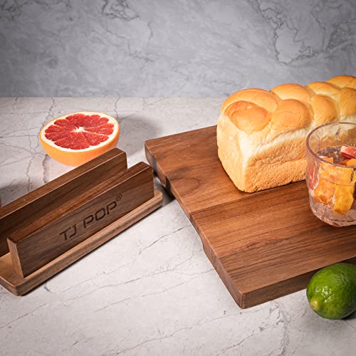 TJ POP Acacia Wood Cutting Board for Kitchen, Premium Wooden Chopping Board with Stand Organizer and Built-in Handle, 15.8...
