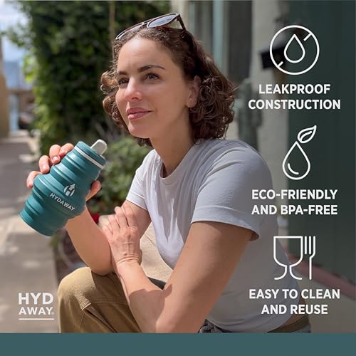 HYDAWAY 17oz Collapsible Water Bottle - BPA-Free, Leakproof, Lightweight, and Space-Saving - Perfect for Travel, Hiking, a...