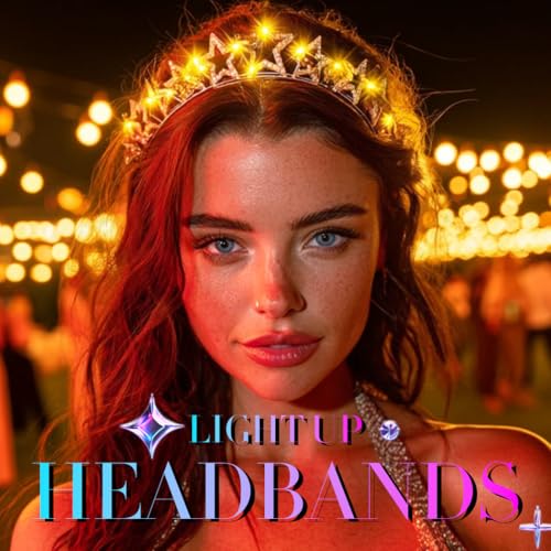 JAKAWIN Light Up Star Headband Rhinestone Costume Hair Accessories for Women