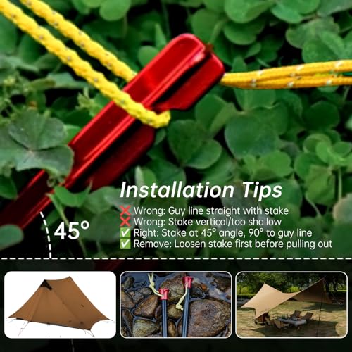 10 Pack Camp Tent Stakes, 6/7.9 Inch Non-Rust Ground Stakes Hollow Aluminum Canopy Anchors Ultralight Tent Spikes Used on ...