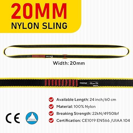 KINGTLE Nylon Climbing Sling 22kN CE1019/EN566 UIAA Certified,Rock Climbing Webbing Straps for Mountaineering