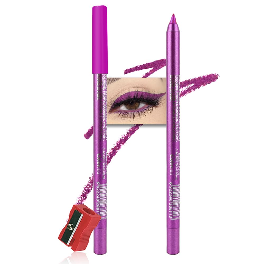 Kaely Gel Eyeliner Pencil for Women, Grape Purple Eye Liner Waterproof Smudge Proof with Sharpener, Waterline Eye Makeup Liners,