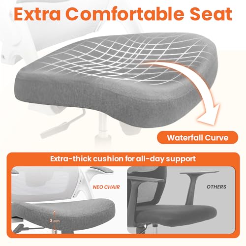 NEO CHAIR Office Desk Chair Computer High Back Mesh Gaming Seat with Ergonomic Adjustable Comfy Flip-up Armrests Lumbar Su...