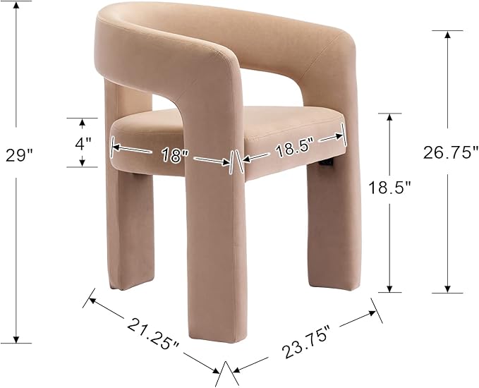 DAYALANE Barrel Dining Chairs Set of 6, Upholstered Accent Kitchen Chair with Arms Modern Recycled Polyester Armchair Comfy Velvet Side Chair for Living Room/Home Office/Reception, Khaki