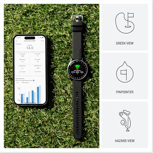 Garmin Approach® S44, Essential Golf GPS Smartwatch, AMOLED Display, On-Course Features, Silver Aluminum Bezel with Twilig...