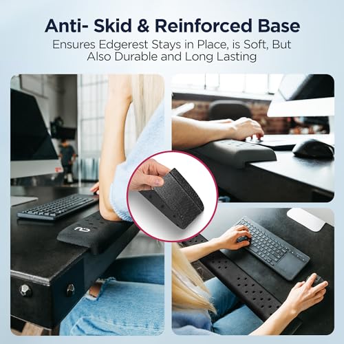 EdgeRest PostureUp L-Shaped Desk Long Wrist Rest Elbow, Forearm & Wrist Comfort Support for Table or Desk Edge, Non-Slip, ...