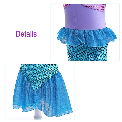 Little Girls Princess Mermaid Costume for Girls Dress Up with Accessory for Christmas Birthday Party Supplies