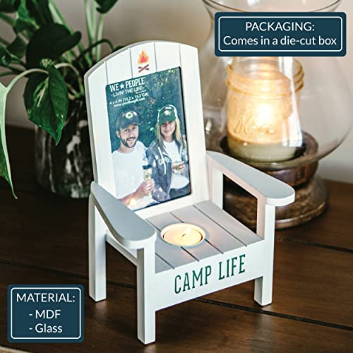Pavilion - Camp Life - Adirondack Chair 4" x 6" Vertical Picture Frame Tea Light Candle Holder - Camper RV Cabin Camping D...