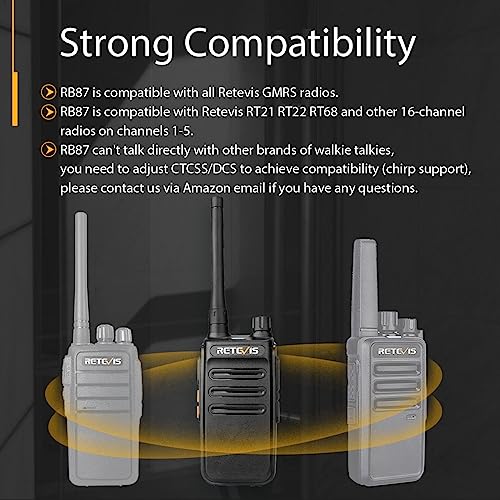 Retevis RB87 2 Way Radio Long Range, Walkie Talkies with Shoulder Mic, Rugged,for Adults, Two Way Radio for Construction Police School Security(4 Pack)