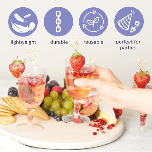 MATANA 12 Premium Plastic Wine Glasses (6 oz) - Hard Plastic Wine Glass for Cocktails, Dessert, Wine Tasting - Reusable Wi...