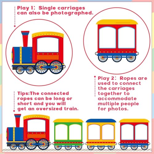 Train Shaped Photo Prop Selfie Frame Party Banner Large Fabric Steam Car Photo Booth Prop Decoration Colorful Train Backgr...