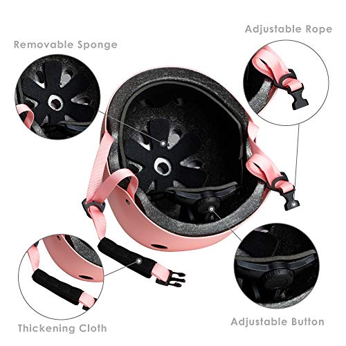 S SPOFINE Kids Bike Helmet, Toddler Helmet for Youth Adult, Knee Pad Elbow Pad Wrist Guard Protective Gear Set for Skatebo...