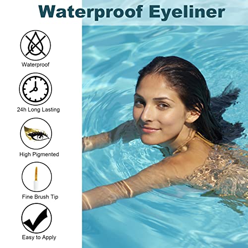 Rosarden Glitter Eyeliner Liquid, Gold Shimmer Eyeliner, Long-lasting Waterproof Quick-Drying Metallic Shimmer Glitter Lin...