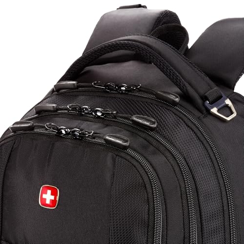SwissGear 5505 Cecil 16” Laptop Backpack Black – Daily Laptop Bag with Gear Attachment Options – Multiple Organizer Pocket...