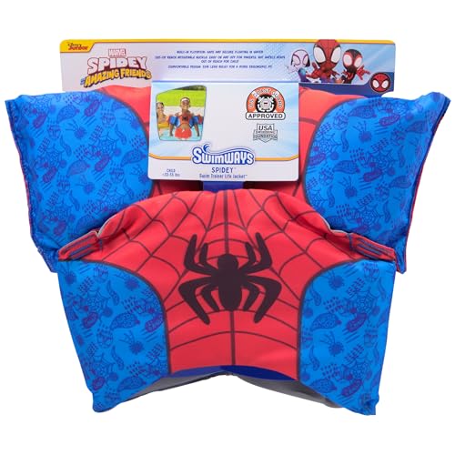 SwimWays Marvel Spidey Swim Trainer, US Coast Guard Approved Life Vest Kids Swim Vest, Arm Floaties & Life Jackets for Kid...