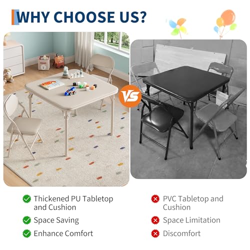 Garvee 3 Piece Boys Girls Folding Table and Chairs Set, Activity Table and Chairs Set for Dining Room,Daycare,Classrooms