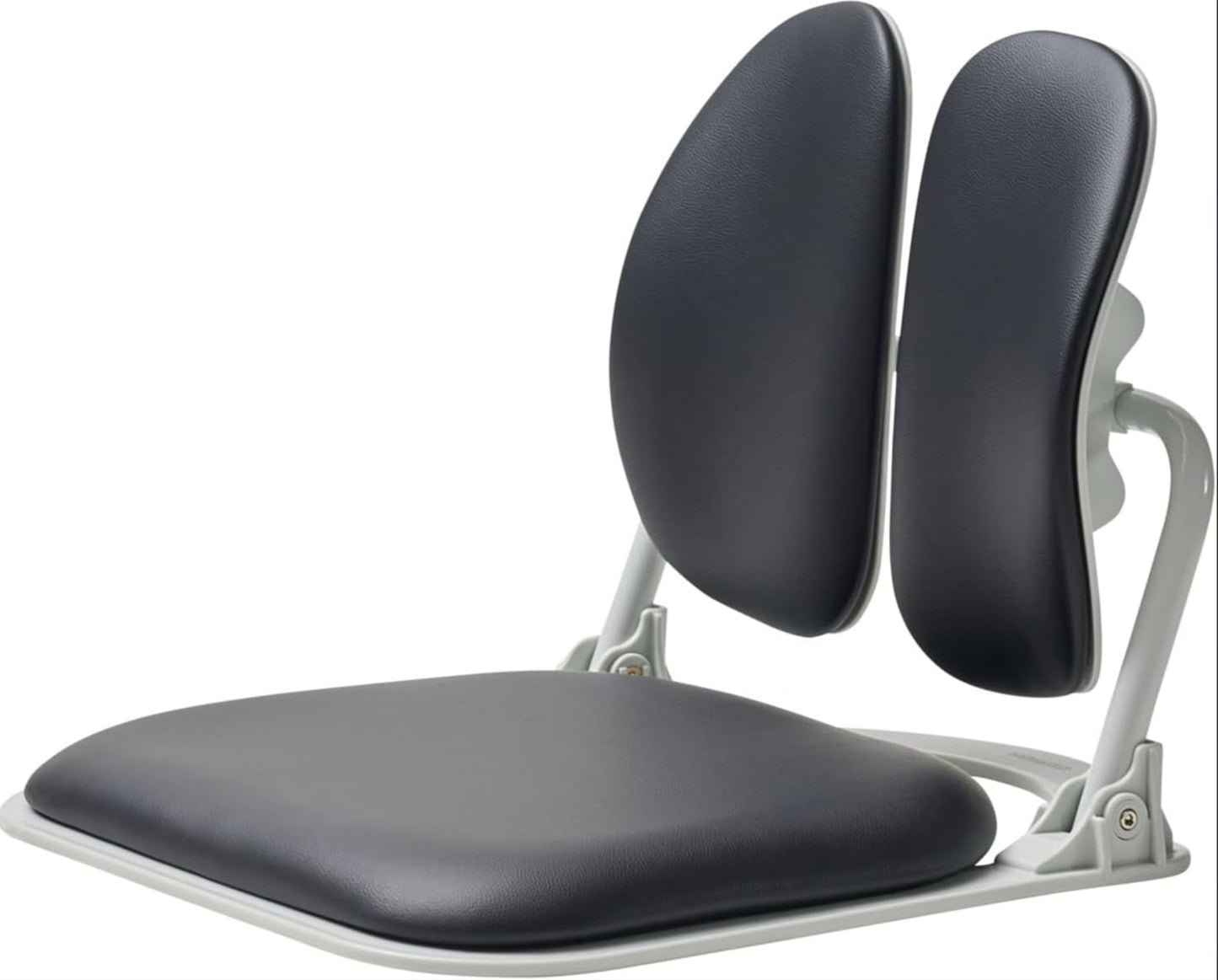 Made in Korea Dual-Backrests Ergonomic Floor Chair With Back Support - Meditation, Gaming, Reading Chair for Adults, Foldable (Black Leather)