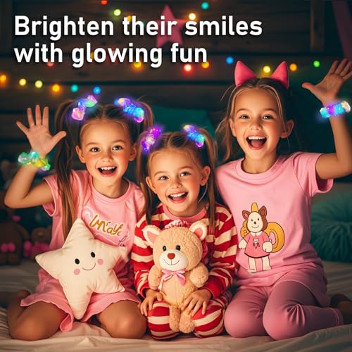 8 Pcs Light Up Mermaid Scrunchies, Glow Hair Scrunchy for Girl & Women, Multi Glow Modes, Glow in the Dark Accessories for...