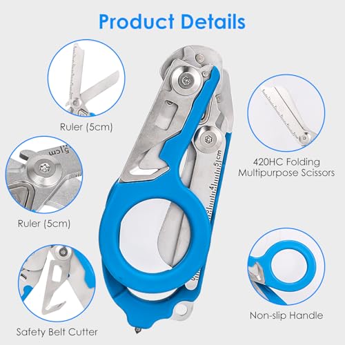 6 in 1 trauma shears, Folding Retractable Emergency Shears, Outdoor Camping Tools, Seat Belt Cutter, Oxygen Cylinder Wrenc...