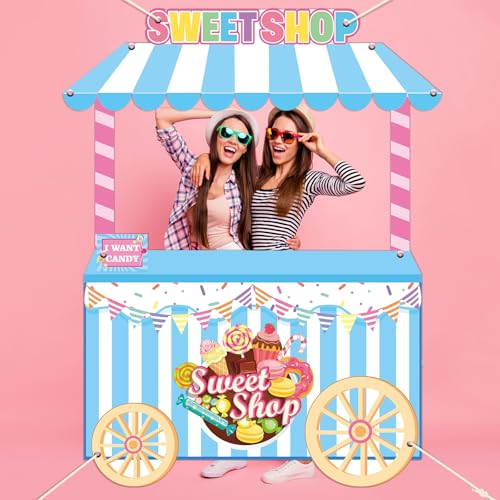 Sweet Shop Shaped Photo Prop Candy Theme Birthday Party Decor 60 x 48inch Fabric Sweet Photo Booth Frame Hanging Backdrop ...