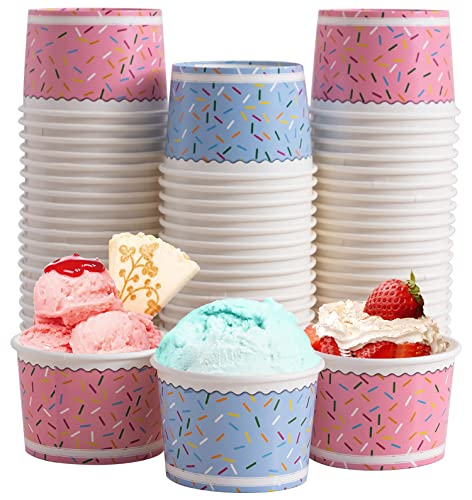 Lamosi Ice Cream Bowls Disposable - 100 Count - 11 oz Paper Ice Cream Sundae Cups, Party Supplies Food Containers for Dess...