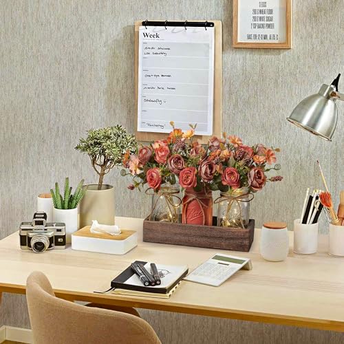 DUOER 3 Pcs Mason Jar Centerpiece Table Decorations for Dining Table Decor Farmhouse Coffee Table Decor with Wood Tray and...