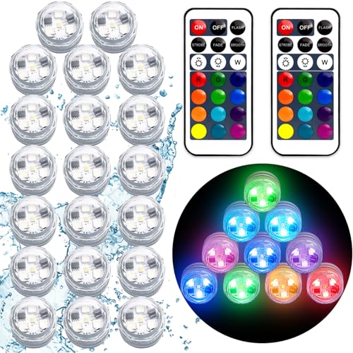 Submersible Led Lights with Remotes, Waterproof Tea Lights Candles Battery Operated RGB Color Changing Small Led Light for...
