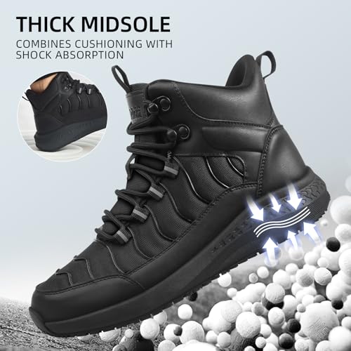 Delobi Men's Slip Resistant Waterproof Boots - Comfortable & Ankle Support Work Shoes for Restaurant, Casual, Hiking & Wor...