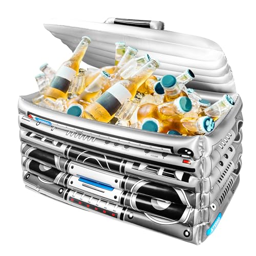 Novelty Place Inflatable Boombox Cooler - Large Capacity Ice Bucket Drink Cooler Blow Up Stereo Decoration for 80s 90s The...