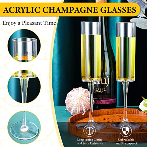 Lauwell Champagne Flutes Goblets Plastic Acrylic Wine Toasting Goblets Crystal Disposable Cocktail Cups Drinkware Reusable...