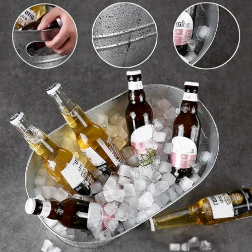 2 Pack Galvanized Tub Ice Bucket Large Metal Drink Buckets for Parties Beer Beverage Tub with Carry Handles for Champagne ...