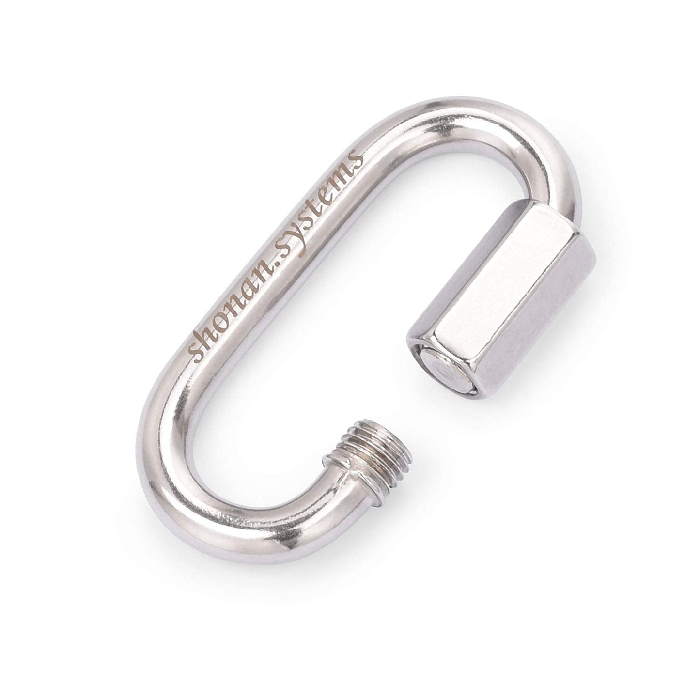 SHONAN 2.3 Inch Stainless Steel Chain Quick Links- 5 Pack 1/4" Locking Carabiners, Chain Hooks, Twist Key Ring Screw Chain Link, 650 Lbs Capacity