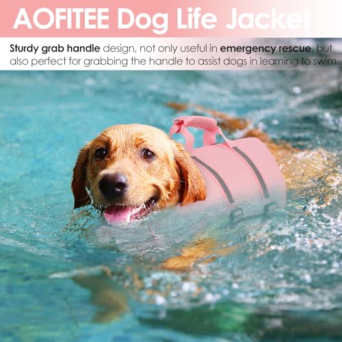 AOFITEE Dog Life Jacket High Flotation, Dog Life Vest for Swimming, Reflective Small Dogs Swimsuit Lifejacket with Zipper ...
