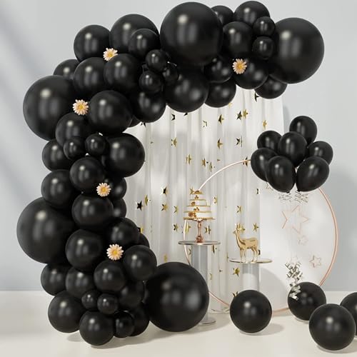 EMART 100pcs Black Balloons 12 inch with Ribbon, Latex Helium Quaility for Birthday Party Baby Shower Wedding Graduation H...