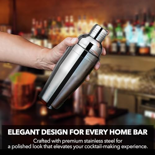 24oz Cocktail Shaker Bar Set - Drink Shaker Built-in Strainer, 2oz & 1oz Double Measuring Jigger, Mixing Spoon Set - Profe...
