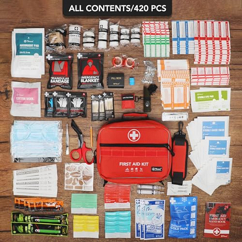 430 Piece First Aid Kit, Well-Organized Premium Waterproof Compact Trauma Medical Kits for Any Emergencies, Ideal for Hom...
