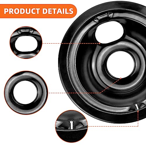 Electric Stove Burner Drip Pans WB31M19(8”) WB31M20(6”) and Electric Stove Top Burner WB30M1(6") WB30M2(8") Compatible for...