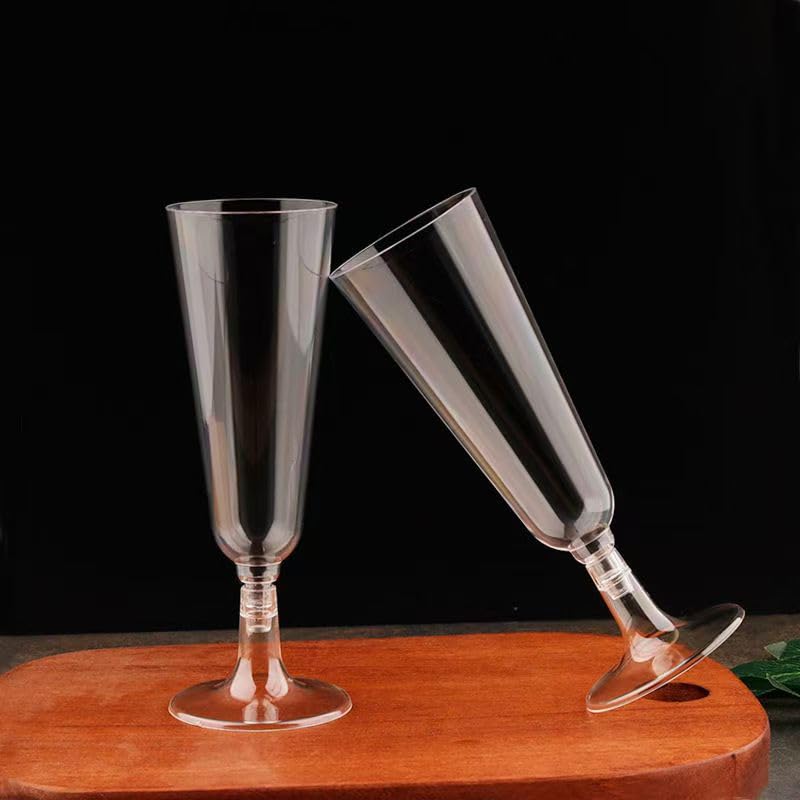 shanmeshan Champagne Flutes Plastic,100 Pack Wine Glasses,Disposable Champagne Glasses,5 Oz Clear and Pink Shot Cups,Chris...