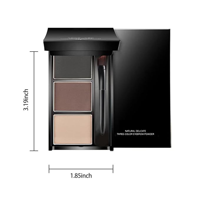 Eye Brow Powder for Women, Taupe Eyebrow Powder Kit with Brush, Long-Lasting 3 Colors Brow Palette, Filler for Full, Defined Natural Brows Shaping (03)
