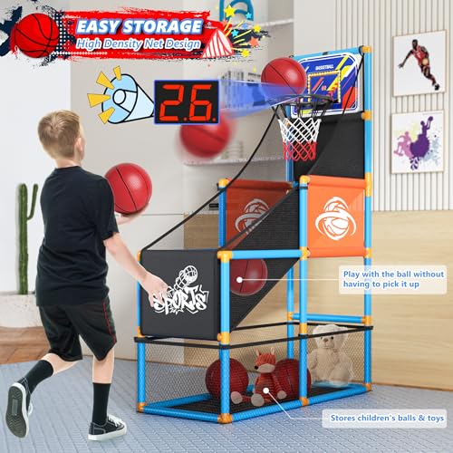 Handwell Arcade Basketball Game Set with Electronic Scoreboard&LED Light: Carnival Games Boy Toys Basketball Hoop Indoor O...