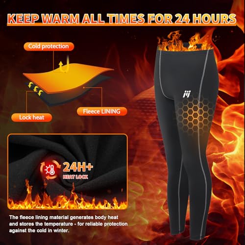 Thermal Leggings for Women, Fleece Lined Thermal Underwear Bottoms Long Johns, Warm Insulated Pants Cold Weather/Skiing
