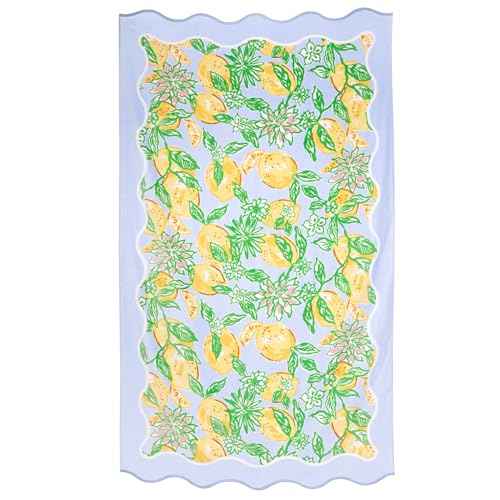 Lilly Pulitzer Oversized Pool/Beach Towel, 40 x 72, Large Cotton Towel with Scalloped Edges for Adults, Yellow/Green Lemon Print, Make Lemonade