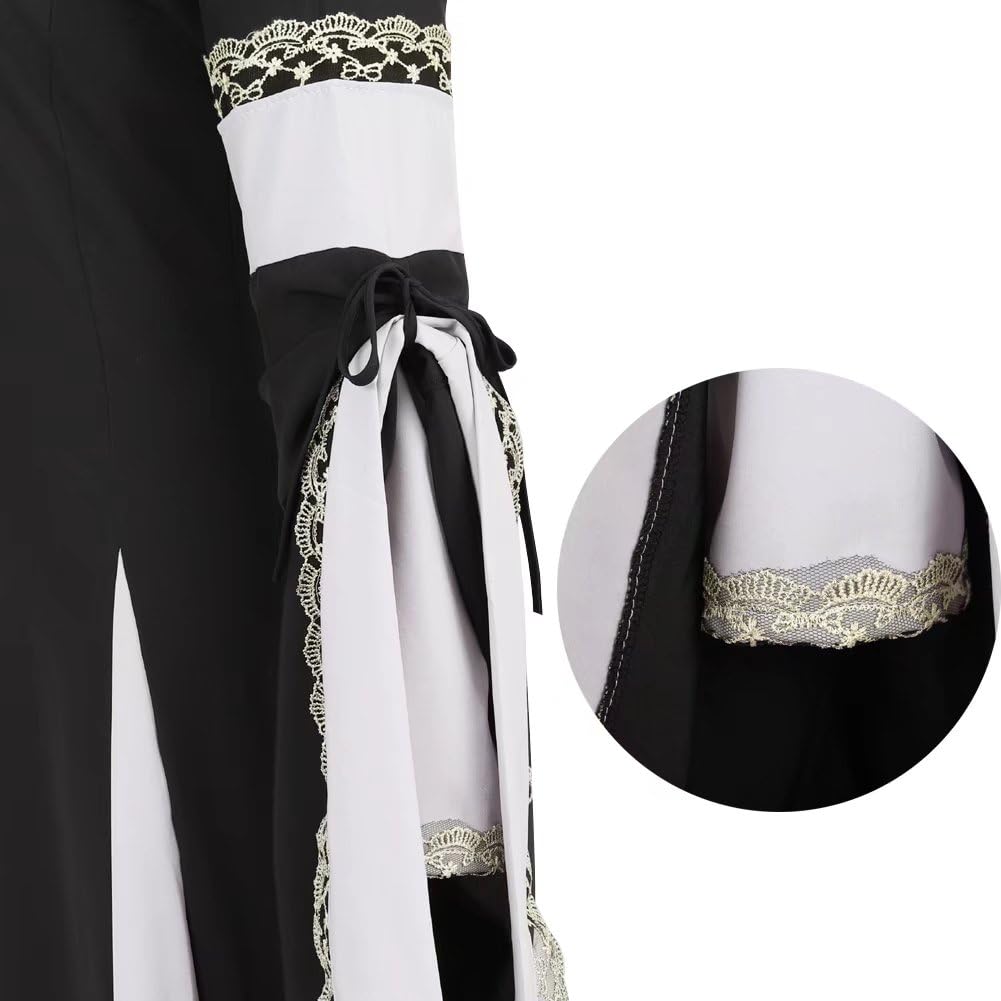 Medieval Dress Long Renaissance Costume Gown Irish Over Deluxe Victorian Vintage Cosplay Women Black XS