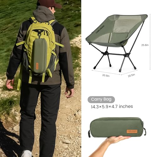 CAMEL CROWN Portable Camping Chair Lightweight Compact Folding Chair Mesh for Outdoor Camp Travel Beach Picnic Festival Hi...