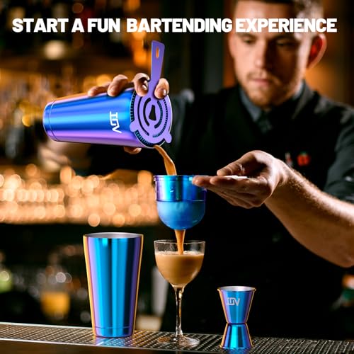 IOV Boston Cocktail Shaker Bar Set, Bartender Kit Drink Mixer Set with 18 oz & 28 oz Boston Shakers, Hawthorne Strainer, D...