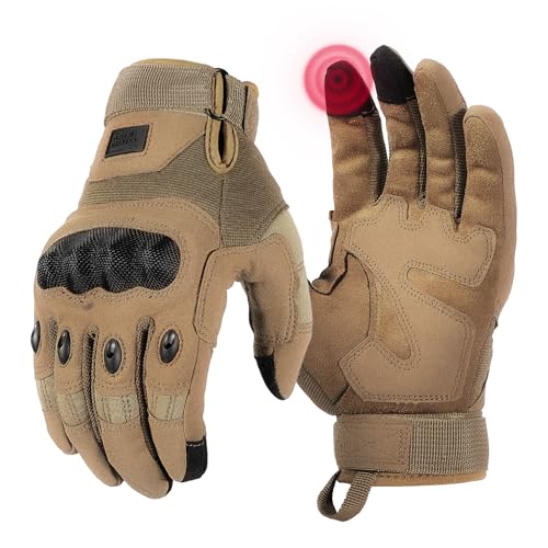 KEMIMOTO Tactical Gloves for Men, Touchscreen Motorcycle Gloves with Hard Shell & Palm Padding for Sports Motorcycle Cycli...