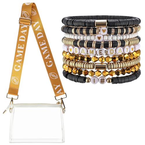 Tondiamo 10 Pcs Game Day Transparent Bag & Bracelet for Stadium Events Game Day Stadium Approved Football Accessories Outfits